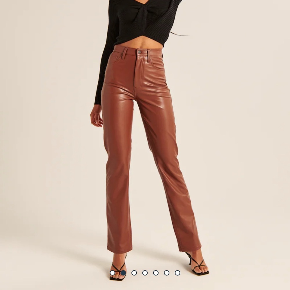 Faux leather brown pants Abercrombie ultra high rise 90s L